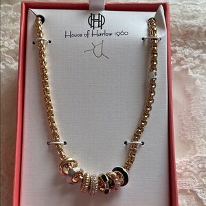 House of Harlow 1960 Gold and Black Ring Necklace